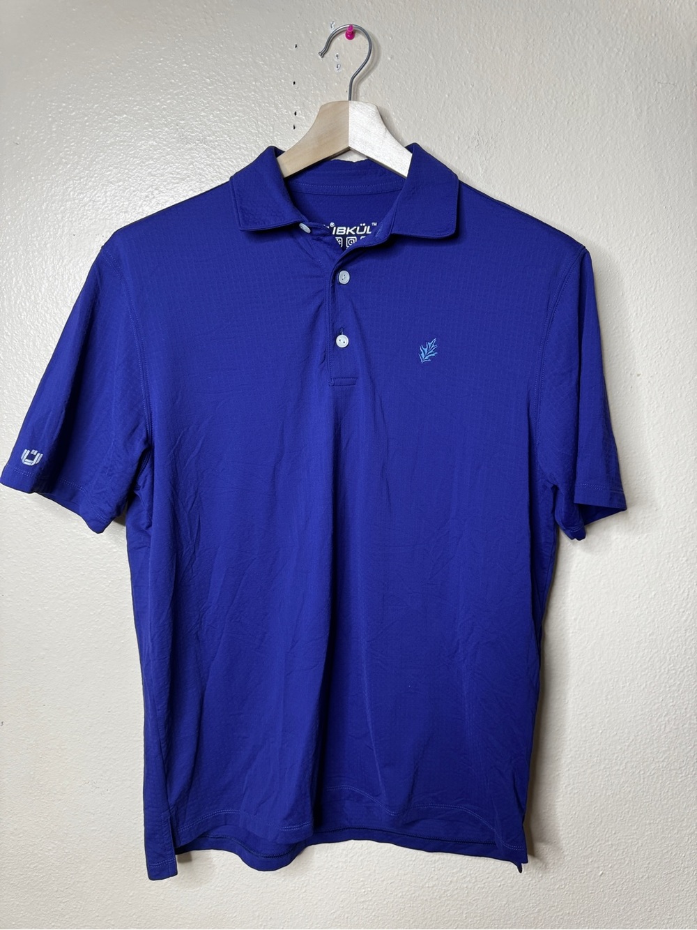 IBKUL Shirt Mens Medium Royal Blue Polo Short Sleeve Performance UPF 50 Golf